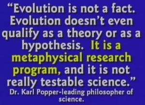 De evolutietheorie is beslist geen controleerbare wetenschap.